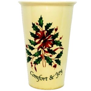 Vintage, Lenox,Traveler Tumbler, "Comfort & Joy" Beige Holly and Berries
